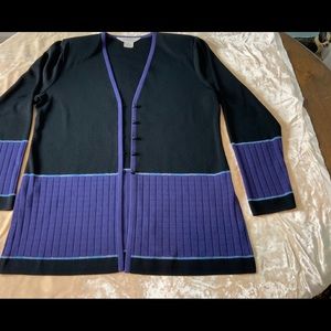 Exclusively Misook Large Black Cardigan Tank Set